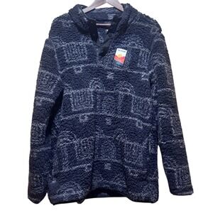 HOME‎ FREE oversized Sherpa Fleece Pullover 1/4 zip Colorado Gray Black Size L